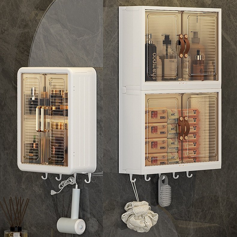 Modern Wall Mounted Clear Plastic Cosmetic Storage Box Makeup Organizer with Dividers Wholesale Price for Bathroom Use