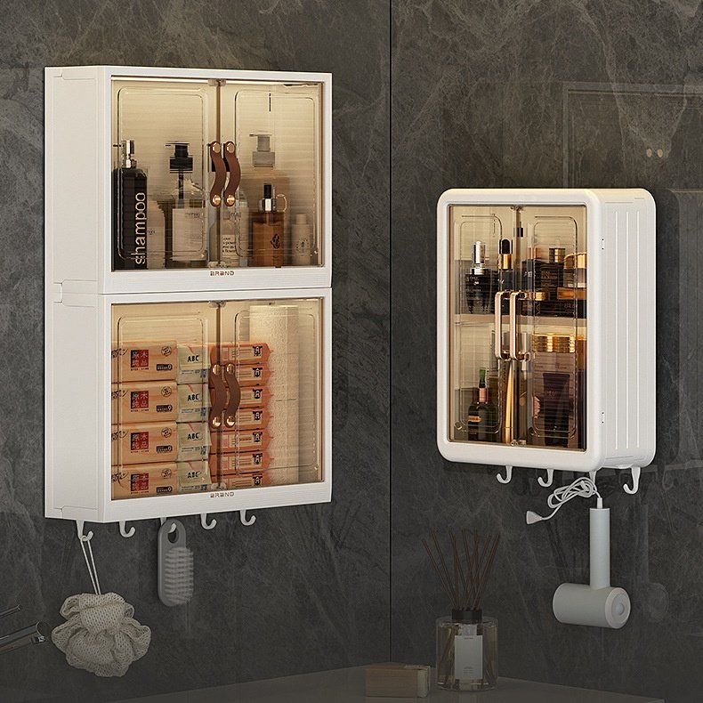 Modern Wall Mounted Clear Plastic Cosmetic Storage Box Makeup Organizer with Dividers Wholesale Price for Bathroom Use