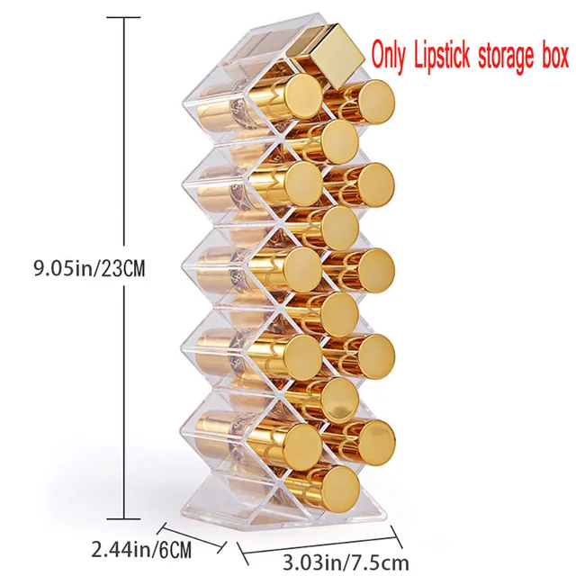 16 Grid Acrylic Makeup Organizer Storage Case Plastic Cosmetic Lipstick Jewelry Box with Lipstick Storage Makeup Brushes Holder