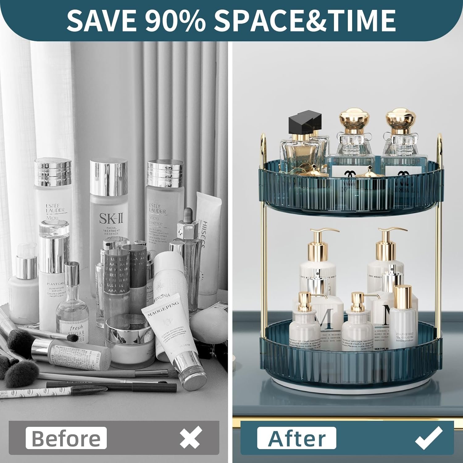 Multifunctional Pragmatic Shelf Rack 2-tier Kitchen Bathroom Desktop Counter-top Storage