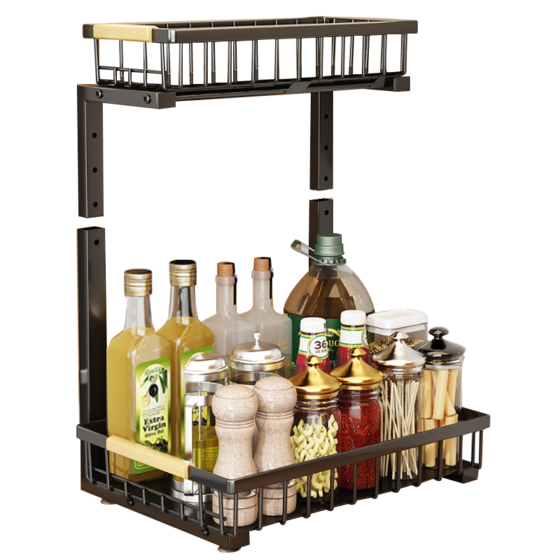 Kitchen Cabinet Metal Steel Under Sink Organizers And Storage 2 Tier Pull Out Cabinet Sink Dishes Drainer Storage Organizer