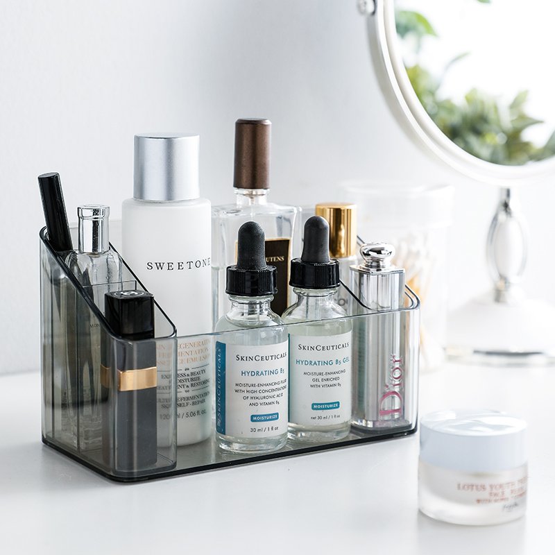 SHIMOYAMA Makeup Storage For Vanity Transparent Cosmetic Organiser Countertop Make Up Organizer