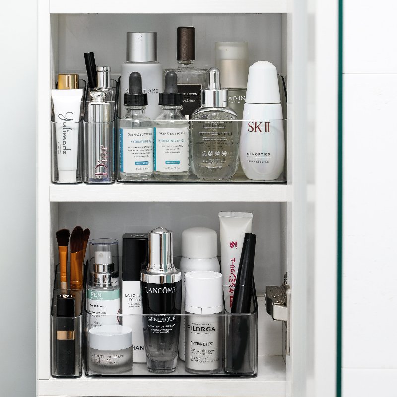 SHIMOYAMA Makeup Storage For Vanity Transparent Cosmetic Organiser Countertop Make Up Organizer