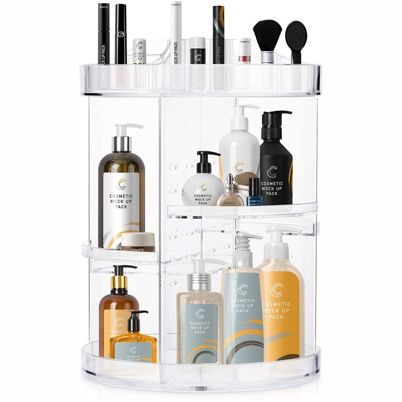 360 Degree Rotating Makeup Organizer for Bathroom,4 Tier Adjustable Spinning Cosmetic Storage Cases and Make Up Holder Display