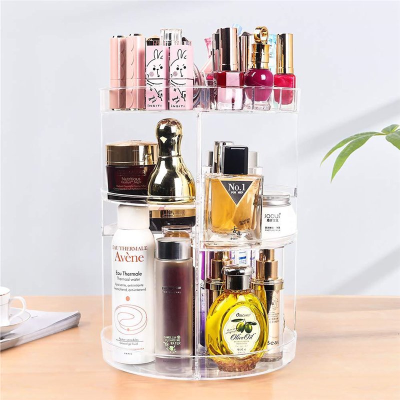 360 Degree Rotating Makeup Organizer for Bathroom,4 Tier Adjustable Spinning Cosmetic Storage Cases and Make Up Holder Display