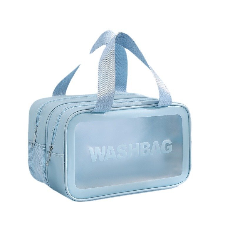 Waterproof makeup bag Double-layer Korean large capacity travel portable toiletries bag pu dry and wet separation storage bag