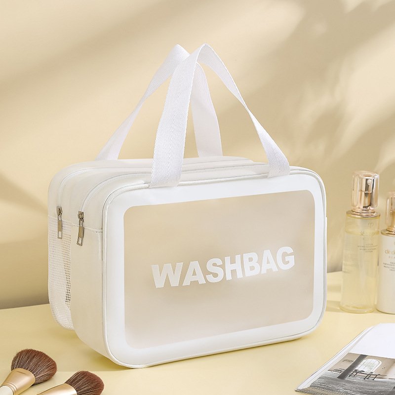 Waterproof makeup bag Double-layer Korean large capacity travel portable toiletries bag pu dry and wet separation storage bag