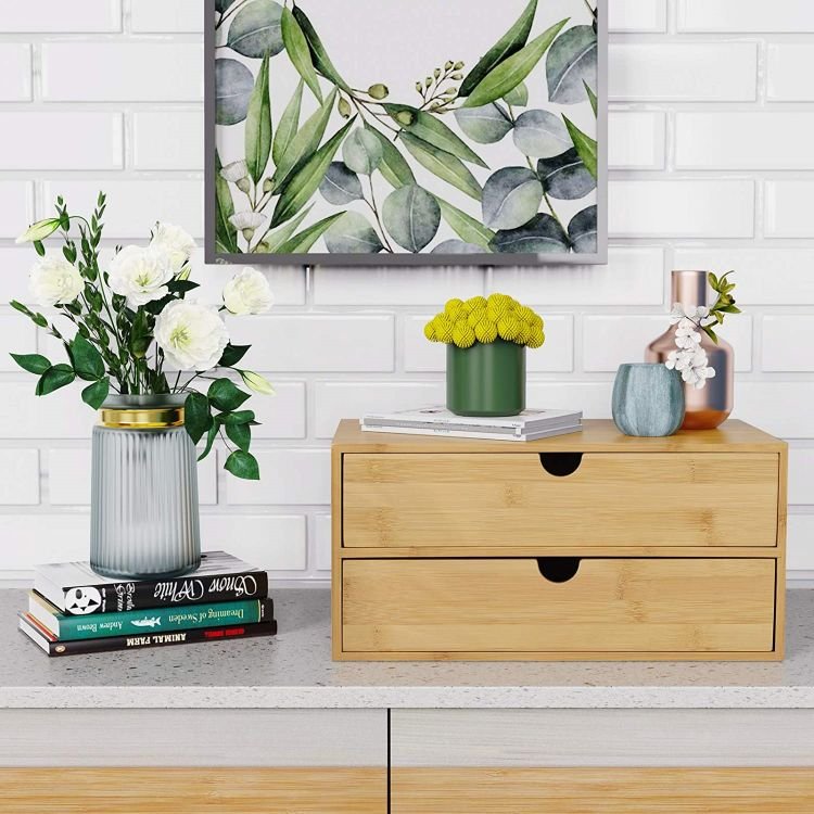 Natural Organic Bamboo Functional Large Capacity Cosmetic Storage Box
