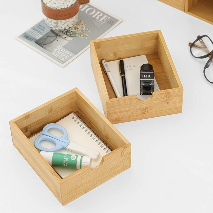 Natural Organic Bamboo Functional Large Capacity Cosmetic Storage Box