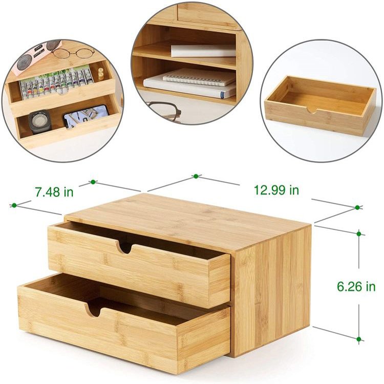 Natural Organic Bamboo Functional Large Capacity Cosmetic Storage Box