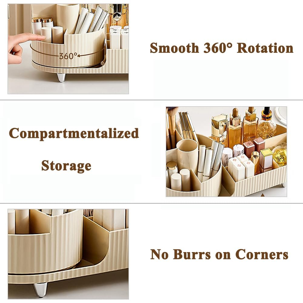 NISEVEN Hot Sale Multifunction Compartment Makeup Brush Holder 360 Rotating Cosmetic Organizer Vanity Plastic Makeup Organizer