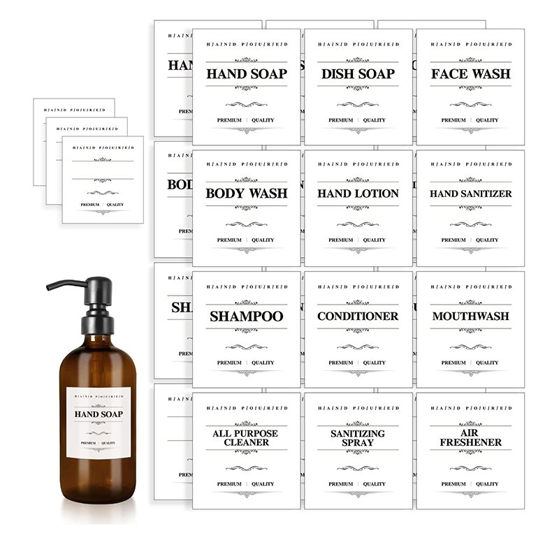 Custom Waterproof Hand Soap Label Stickers Kitchen Containers Labels For Home Kitchen Bathroom Soap Dispenser