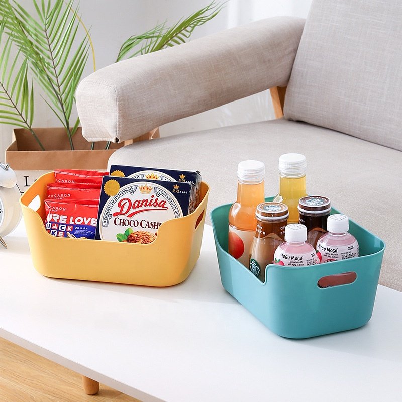 Plastic Storage Bins Baskets Small Containers Pantry Organization Cabinet Organizers Box With Handle For Kitchen Bathroom