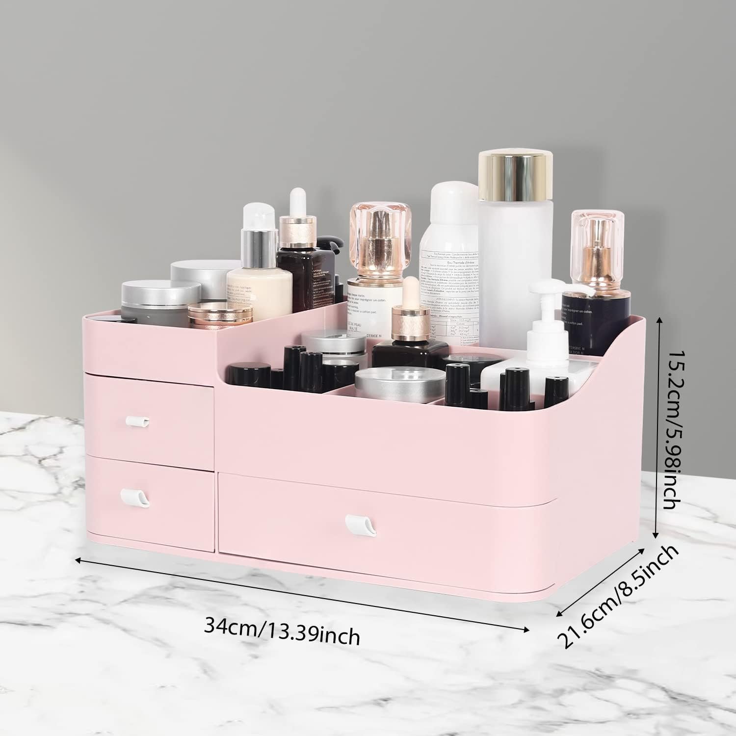 High Quality Countertop Cosmetic Display Case Bathroom Counter Organizer Makeup Organizer with Storage Drawers