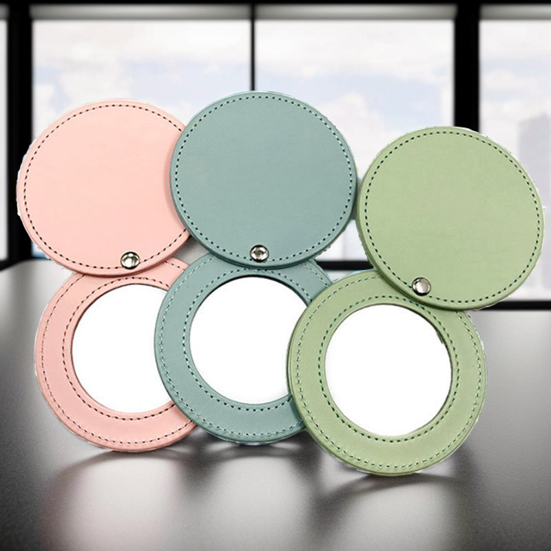 Popular Style Product Leather Support Customization Handheld Custom Mini Makeup Mirror