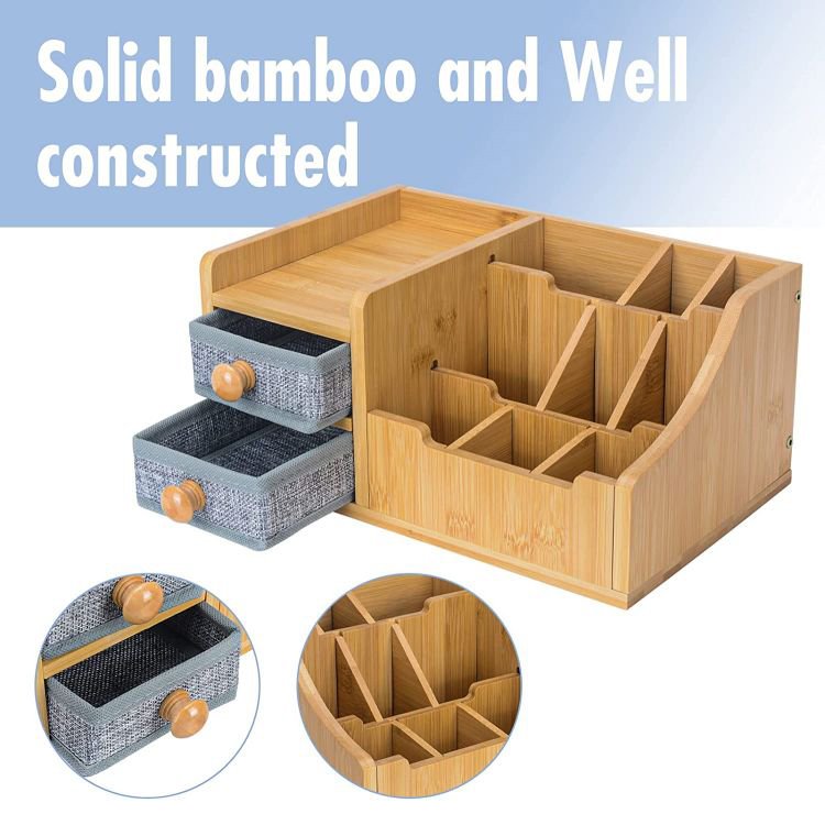 100% Natural Bamboo Unique Gift Idea Cosmetic Organizer Box Storage Makeup With Pu