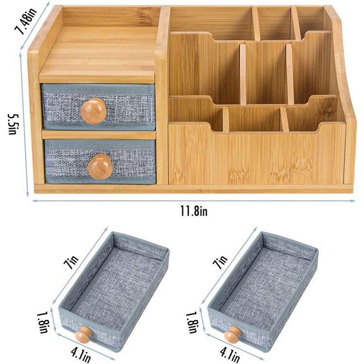 100% Natural Bamboo Unique Gift Idea Cosmetic Organizer Box Storage Makeup With Pu
