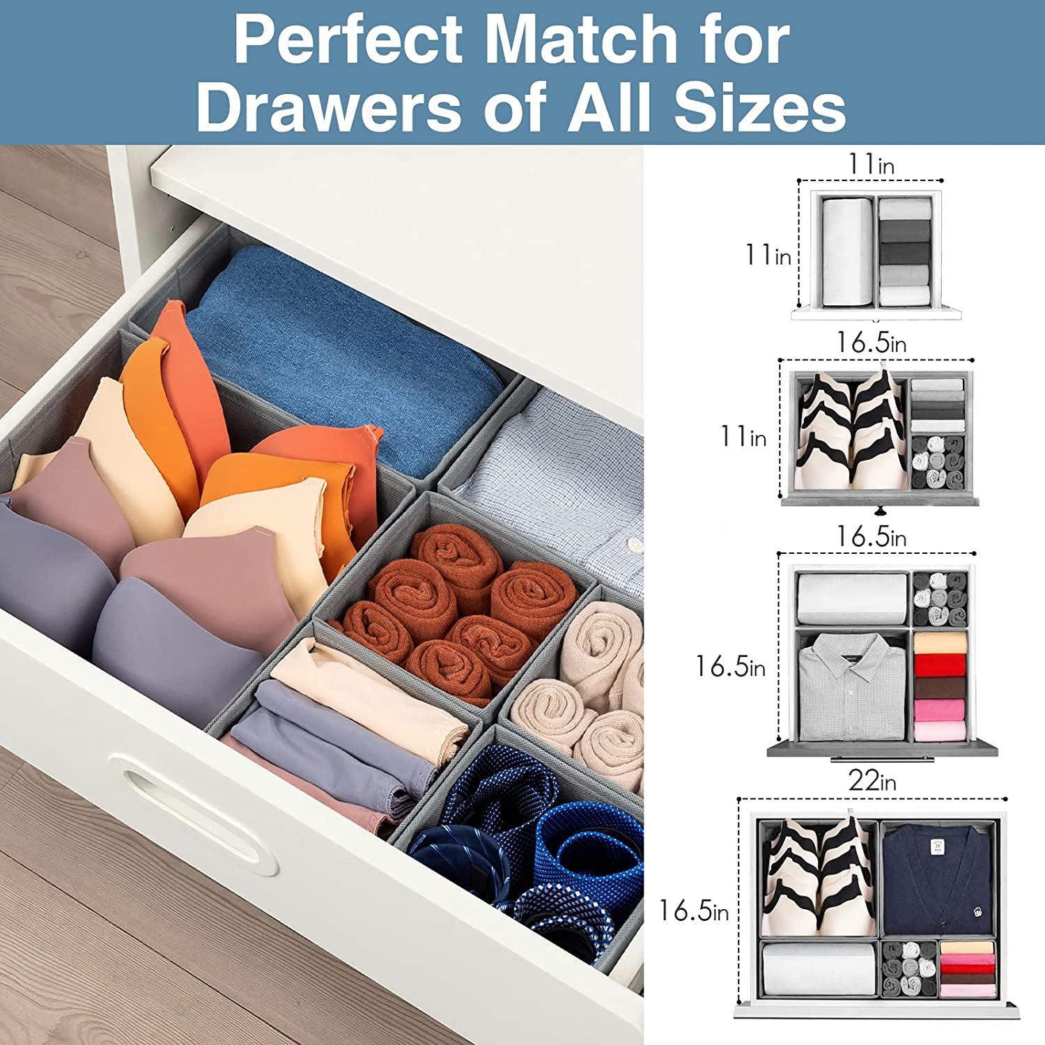 Double Chest of Drawers with Sturdy Base Perfect Fit for underwear Clothing and Changing Supplies for Makeup Organization