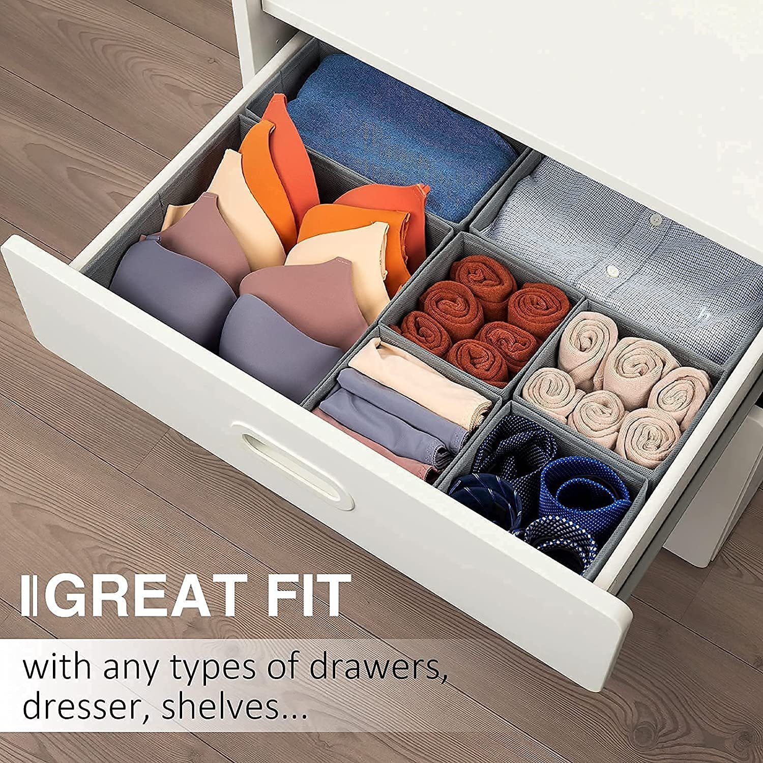 Double Chest of Drawers with Sturdy Base Perfect Fit for underwear Clothing and Changing Supplies for Makeup Organization
