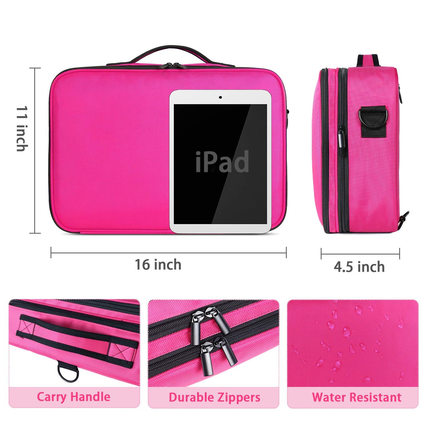 Large Professional Makeup Organizer with Mirror 3 Layers Artist Cosmetic Bags Cases
