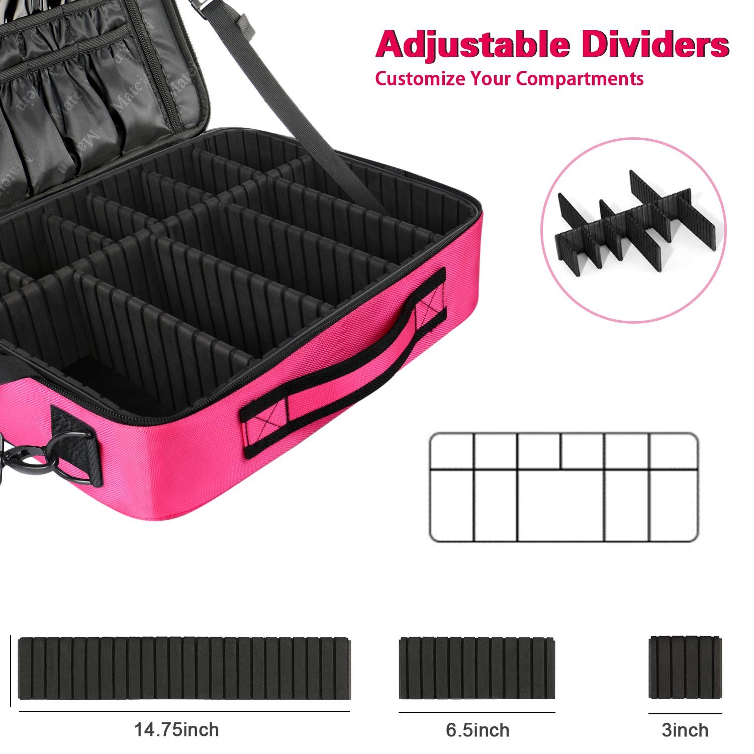 Large Professional Makeup Organizer with Mirror 3 Layers Artist Cosmetic Bags Cases