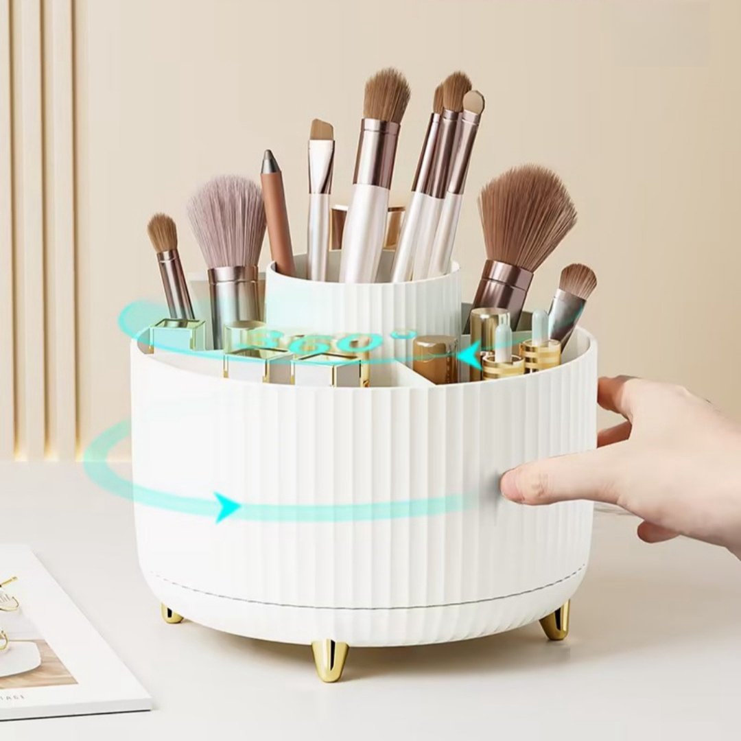 Rotating Makeup Brush Holder Organizer Countertop Makeup organizer Skincare Storage for Vanity Desktop Bathroom