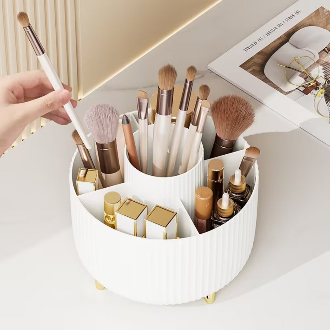 Rotating Makeup Brush Holder Organizer Countertop Makeup organizer Skincare Storage for Vanity Desktop Bathroom