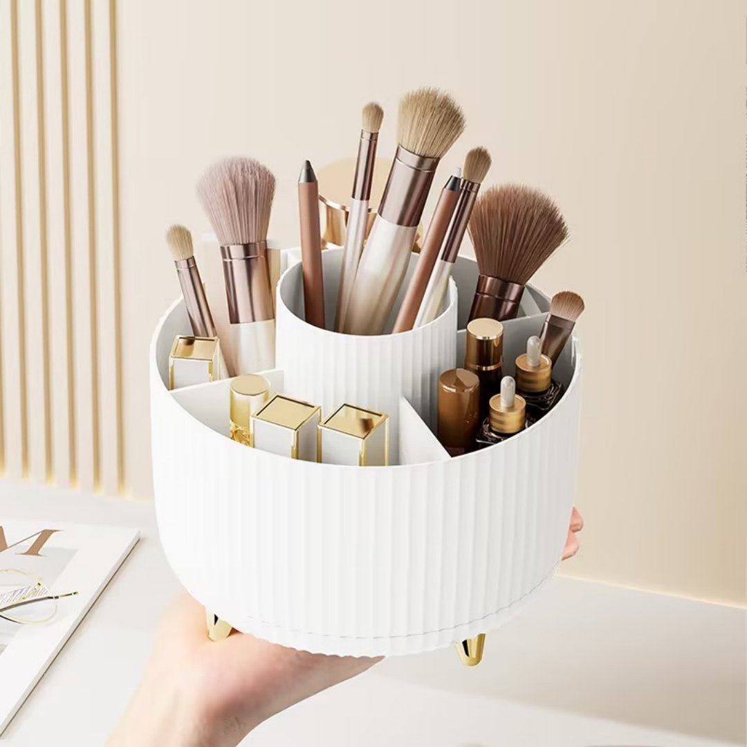 Rotating Makeup Brush Holder Organizer Countertop Makeup organizer Skincare Storage for Vanity Desktop Bathroom