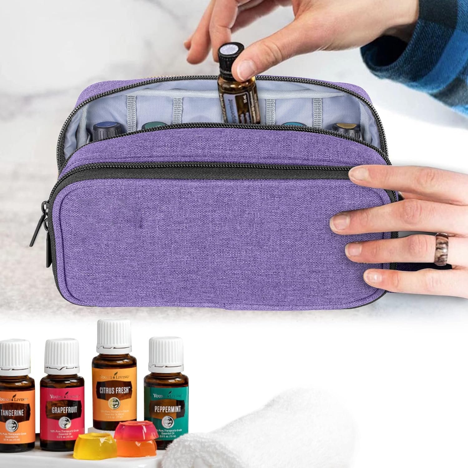 Waterproof Oxford Portable Double-Layer Cosmetic Organizer Bag for Essential Oil And Accessories Bag