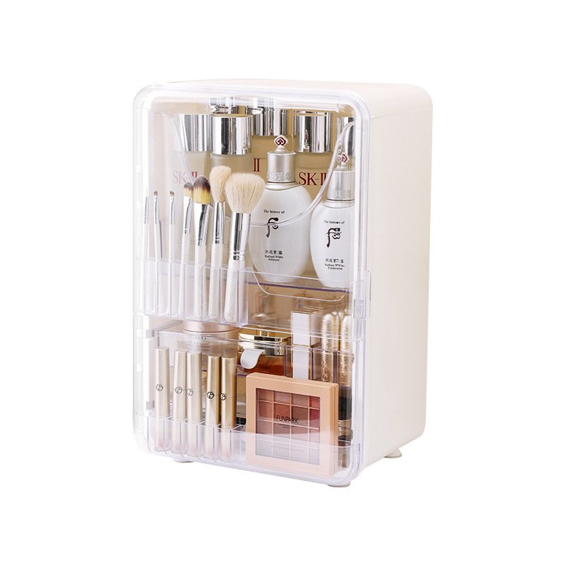 Desktop jewelry box household transparent skincare products cosmetic storage cabinet dustproof make up organizer with drawer
