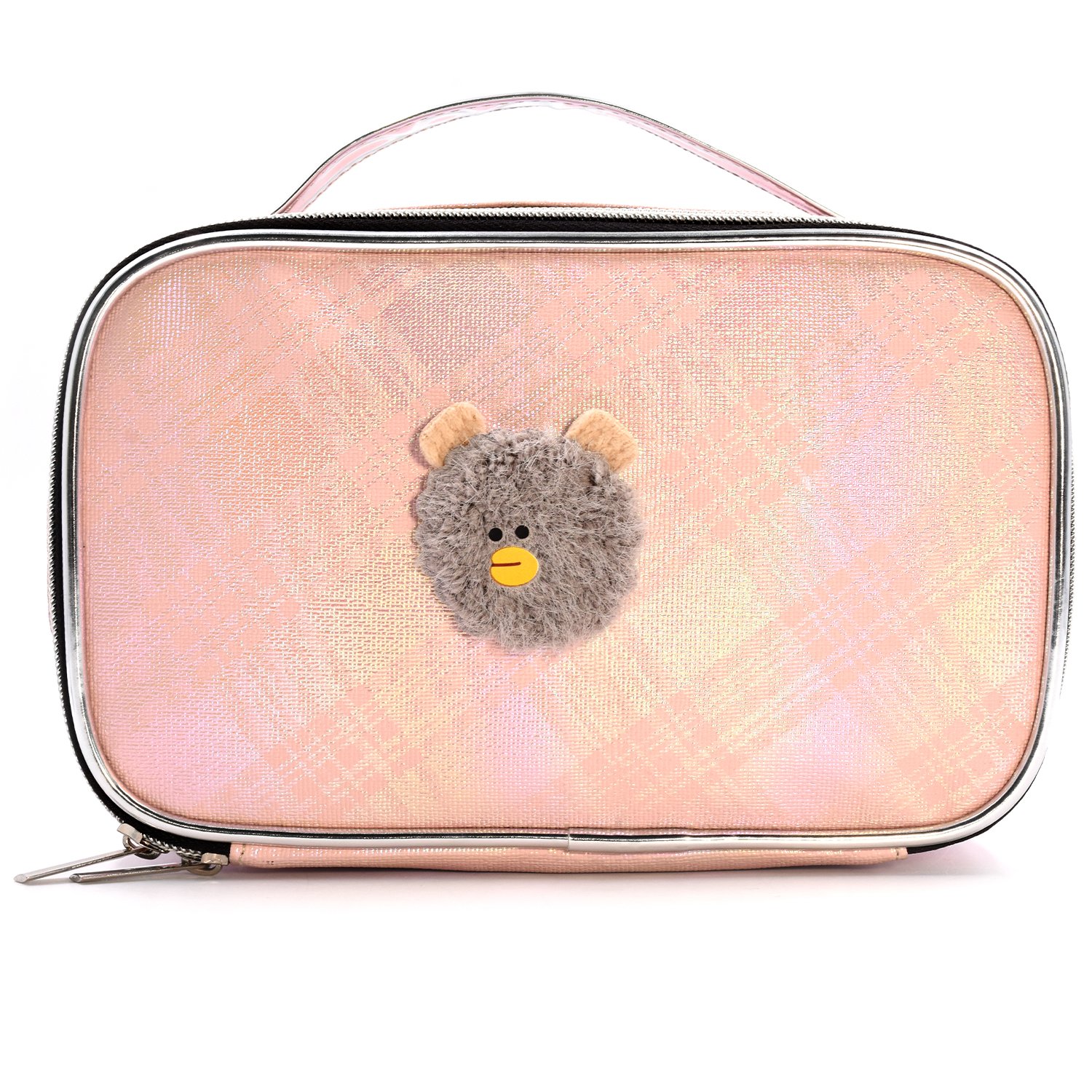 2024 New Fashion Holographic Pu Fabric Large Capacity Makeup Storage Cosmetic Bag Travel Women Makeup Bag