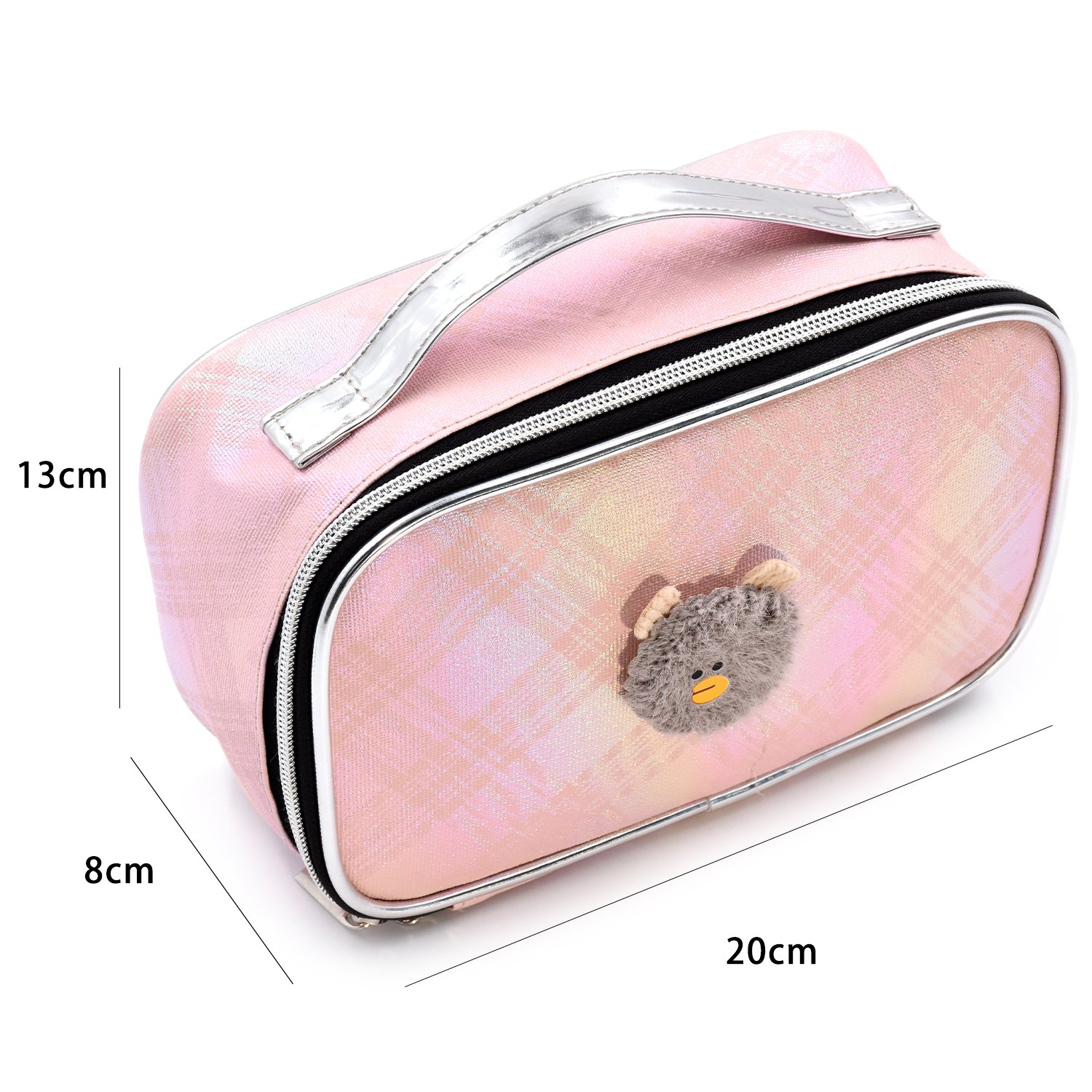 2024 New Fashion Holographic Pu Fabric Large Capacity Makeup Storage Cosmetic Bag Travel Women Makeup Bag