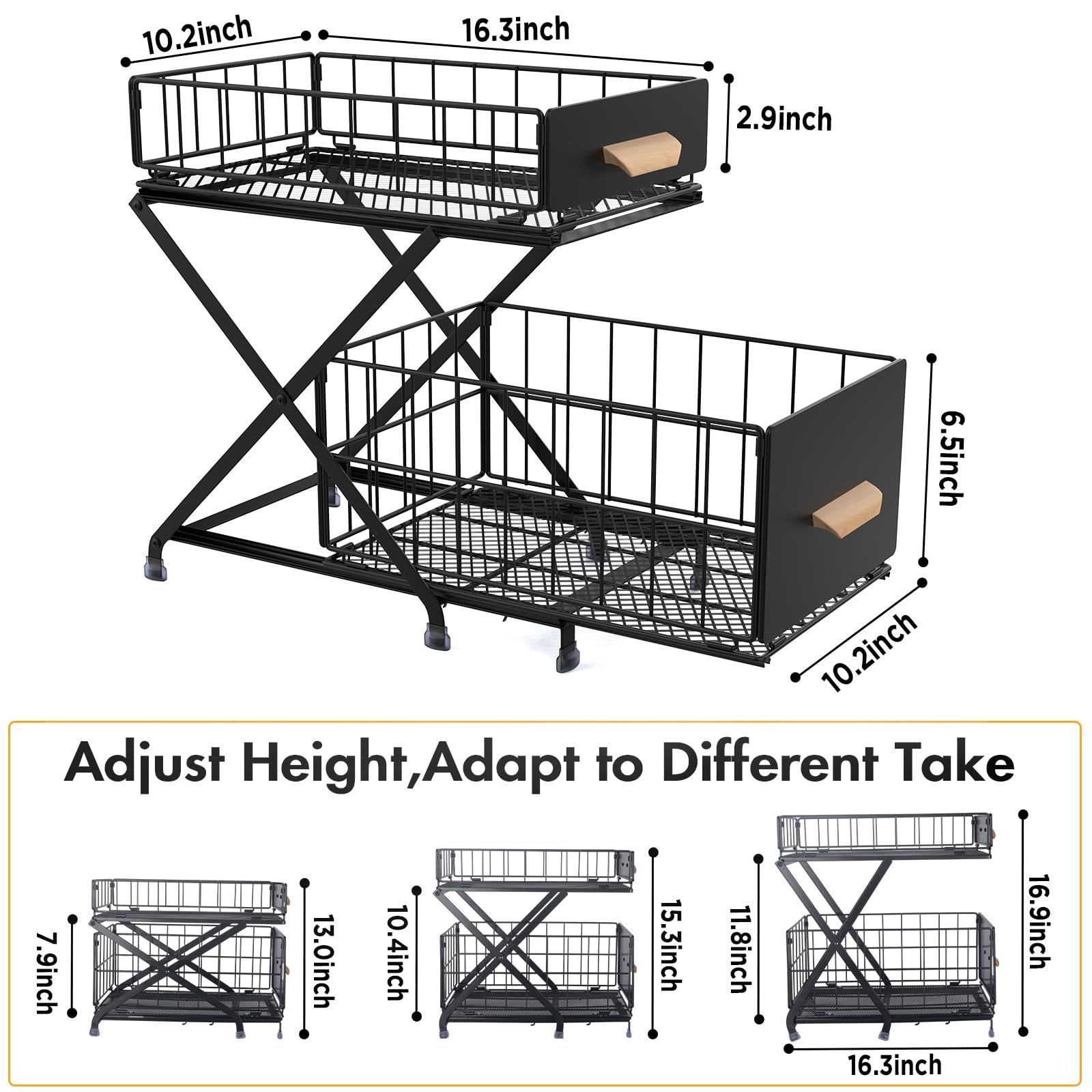 Bathroom Organizers, Bathroom Counter Organizer, Makeup Organizer, Height-adjustable Metal Kitchen Organizer
