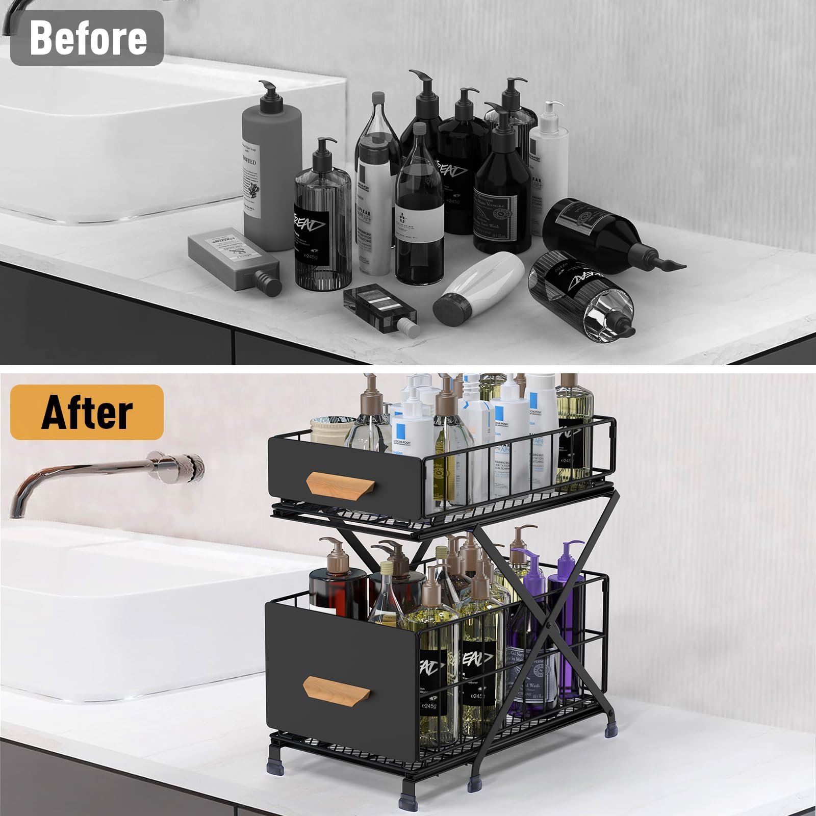 Bathroom Organizers, Bathroom Counter Organizer, Makeup Organizer, Height-adjustable Metal Kitchen Organizer