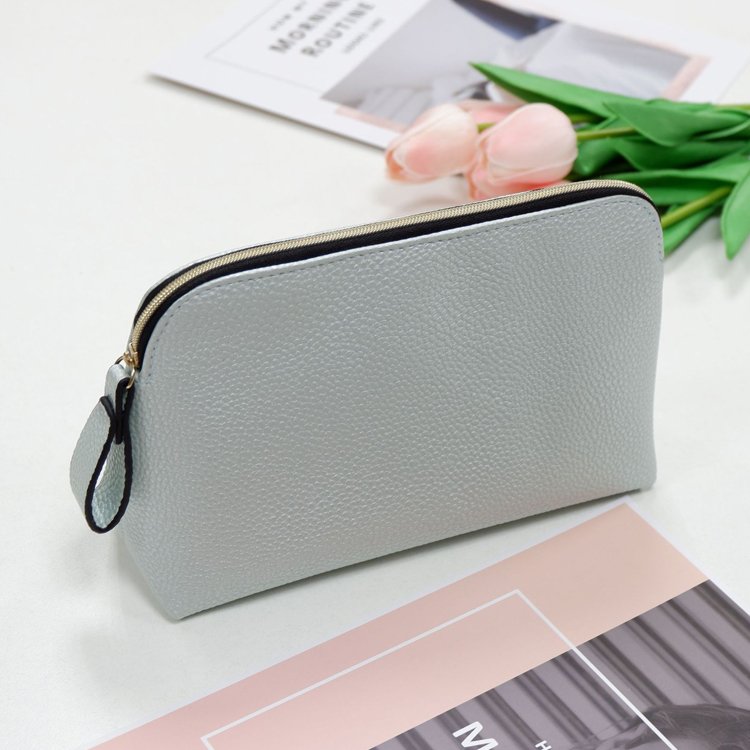 wedding bride bridesmaid zip leather pouch pu makeup amenity bag women clutch classic shell shape plain travel cosmetic bag