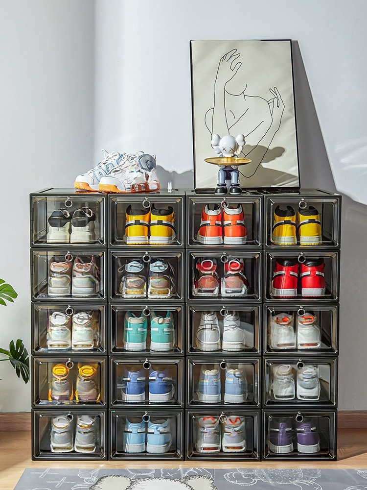 Shoebox transparent acrylic shoe rack storage box household plastic shoe cabinet superimposed storage figure shoe shelf