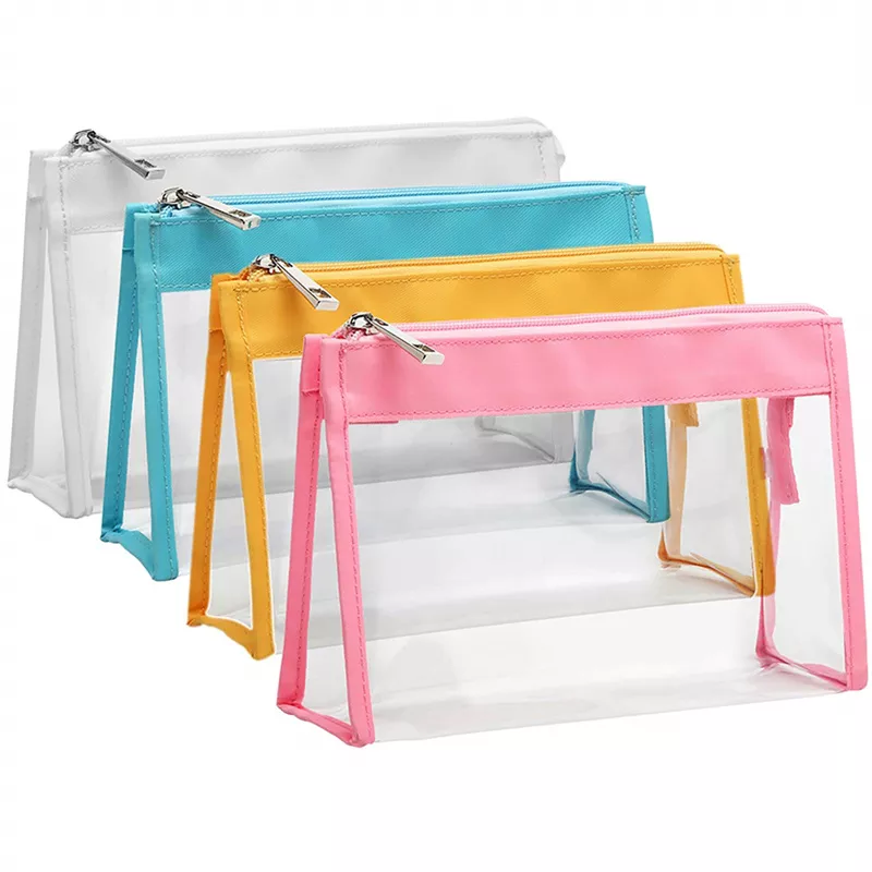Clear Pencil Case bag Waterproof Makeup Cosmetics Toiletry Bag clear nylon zipper pouch for Vacation Bathroom Organizing