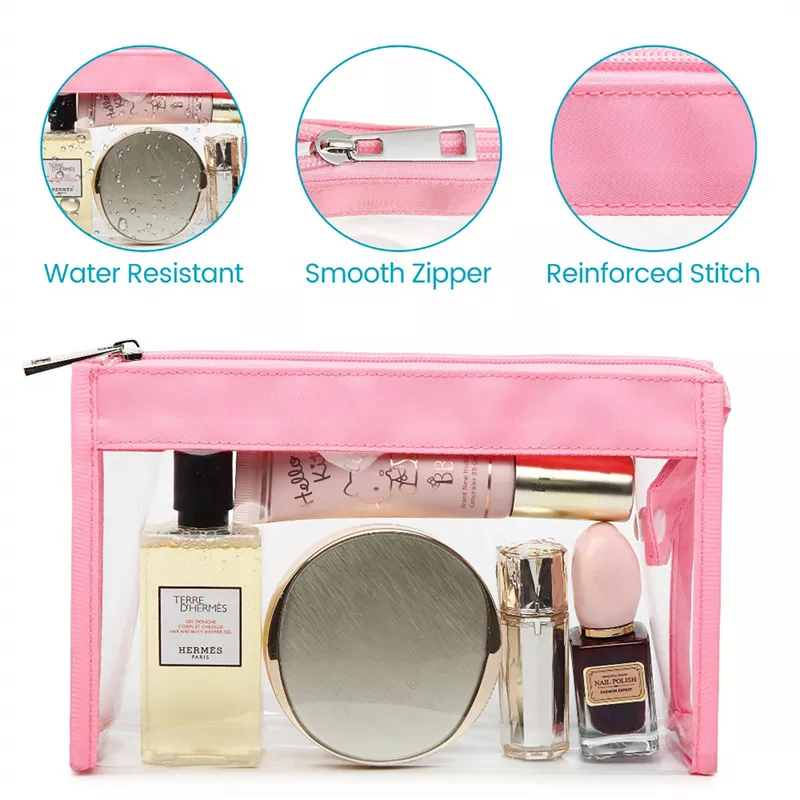 Clear Pencil Case bag Waterproof Makeup Cosmetics Toiletry Bag clear nylon zipper pouch for Vacation Bathroom Organizing