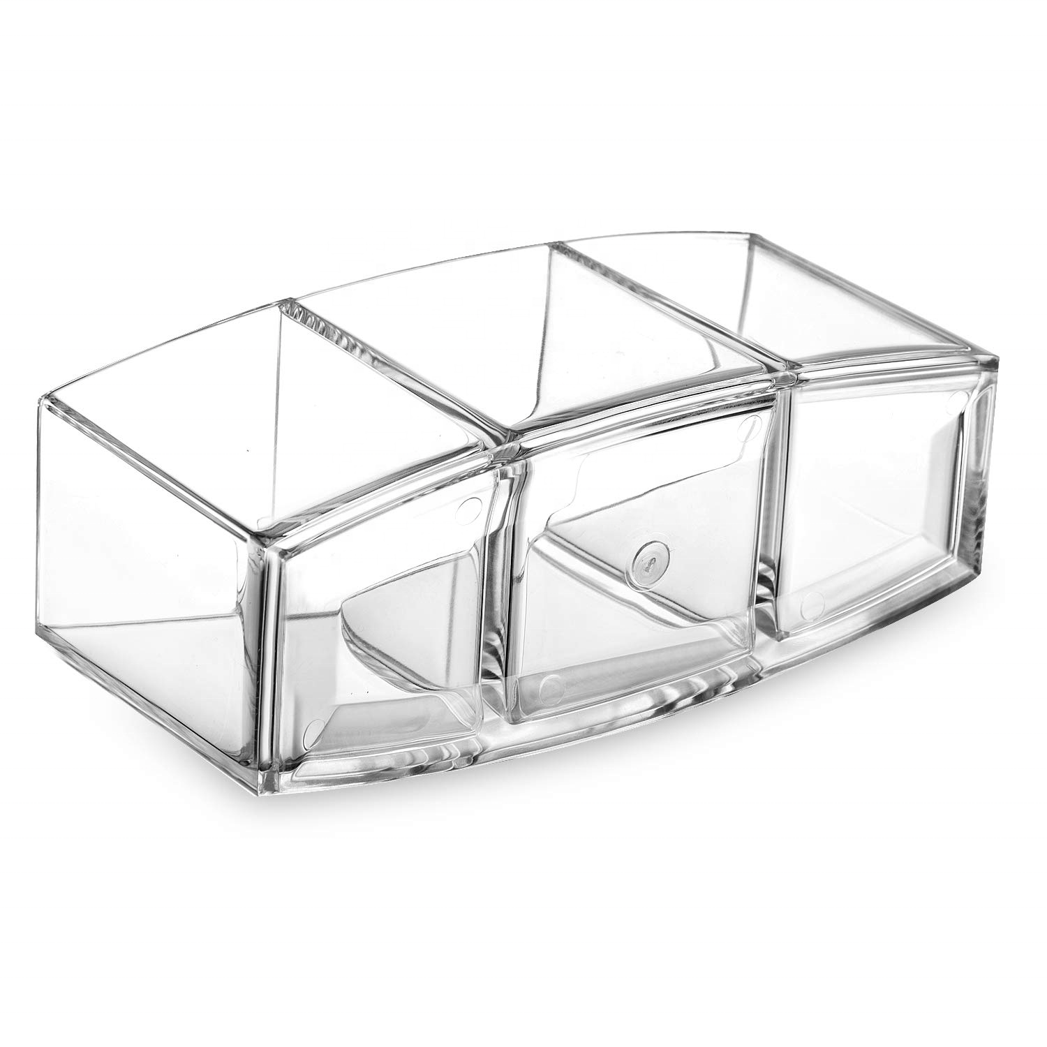 3 Grids Clear Makeup Brush Holder Transparent Plastic Makeup Brush Organizer