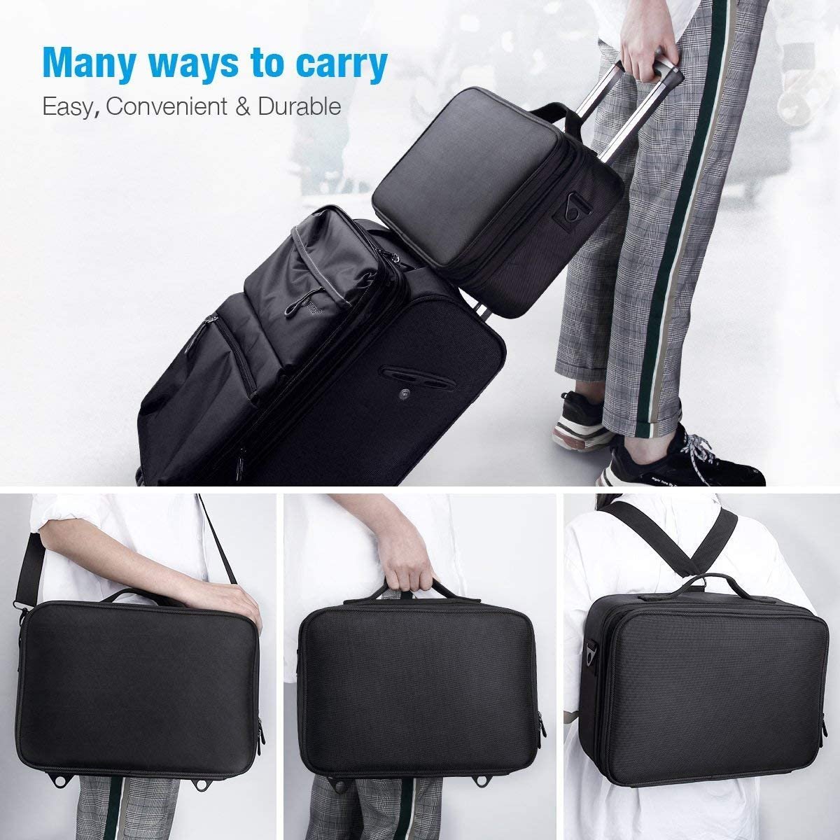Portable EVA Travel Makeup Bag Portable Artist Storage Bag with Mirror - Makeup Cosmetic Storage Case Makeup Organizers