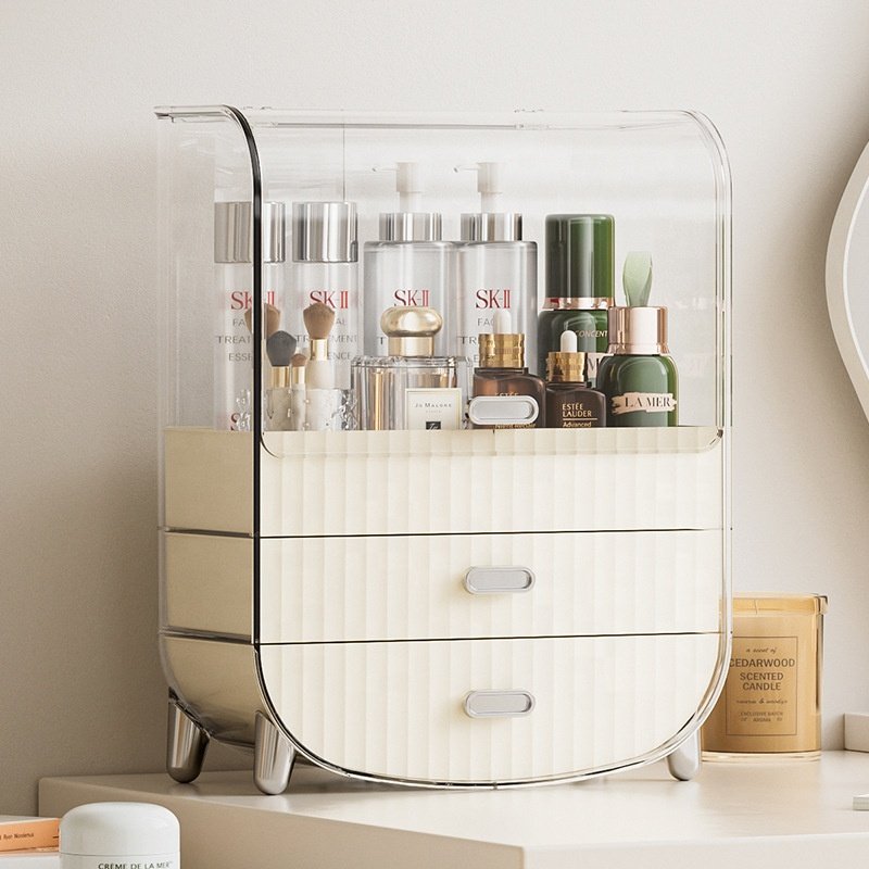 XJH Best Gift Waterproof Plastic Makeup Storage Organizer with Lid Cosmetics Skincare Vanity Countertop Vanity Organizer