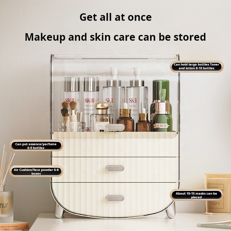 XJH Best Gift Waterproof Plastic Makeup Storage Organizer with Lid Cosmetics Skincare Vanity Countertop Vanity Organizer
