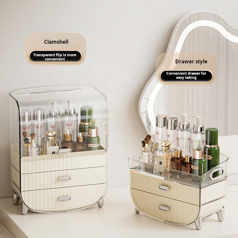 XJH Best Gift Waterproof Plastic Makeup Storage Organizer with Lid Cosmetics Skincare Vanity Countertop Vanity Organizer