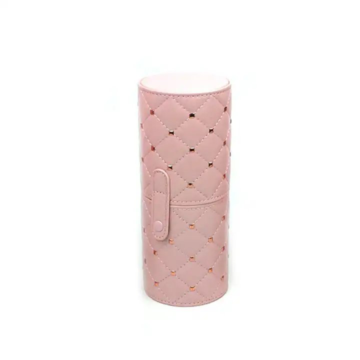 2024 New Makeup Brush Cosmetic Bag Organizer Black Pu Leather Case Cup Makeup Brush Holder