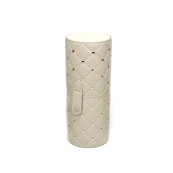 2024 New Makeup Brush Cosmetic Bag Organizer Black Pu Leather Case Cup Makeup Brush Holder