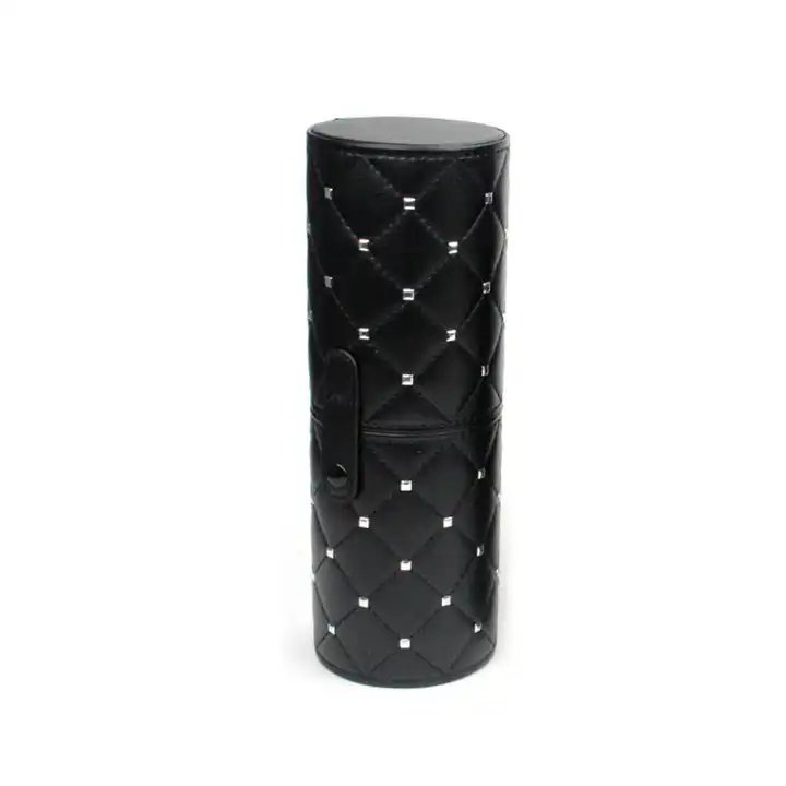 2024 New Makeup Brush Cosmetic Bag Organizer Black Pu Leather Case Cup Makeup Brush Holder