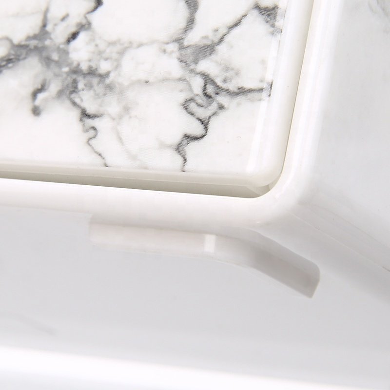 Multifunction 3tier home desktop dust proof cosmetic storage box plastic stackable marble 2 pieces makeup organizer set