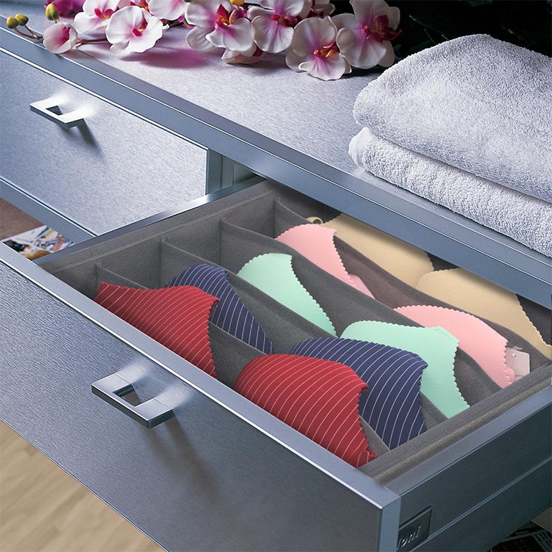 New Style Foldable Bra Closet Underwear Organizer Makeup Storage Box Drawer Divider 2 Pack