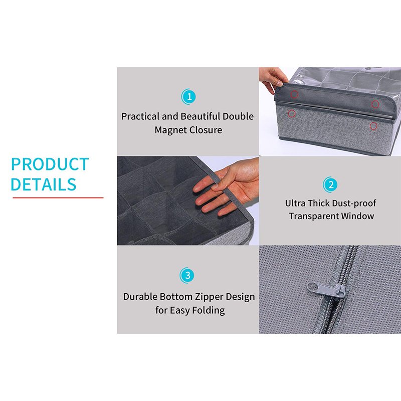 New Style Foldable Bra Closet Underwear Organizer Makeup Storage Box Drawer Divider 2 Pack