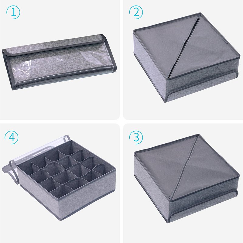 New Style Foldable Bra Closet Underwear Organizer Makeup Storage Box Drawer Divider 2 Pack